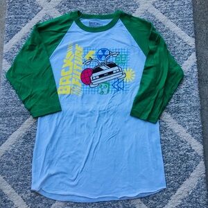 NWT Universal Studios Back to the Future Graphic Raglan Tee, Sz S